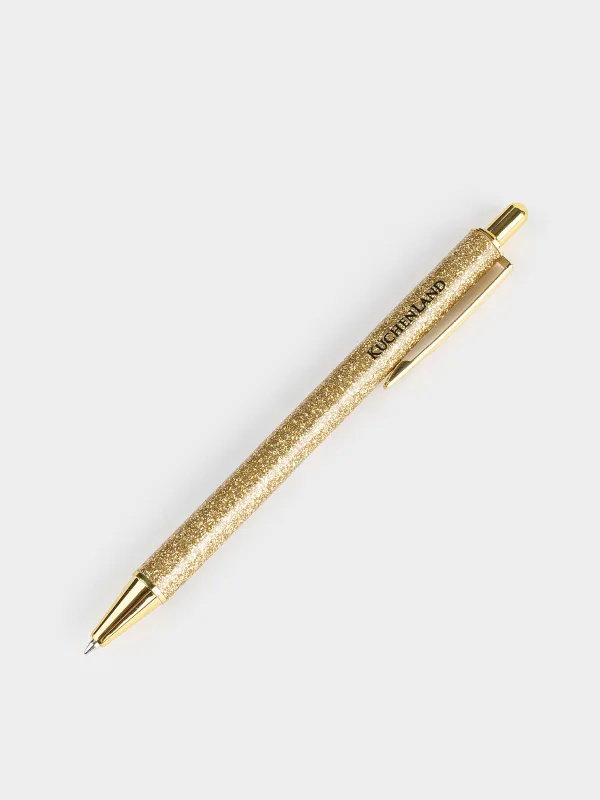 Ручка шариковая, 14 см, сталь, золотистая, с блестками, Draw sparkle, image-1