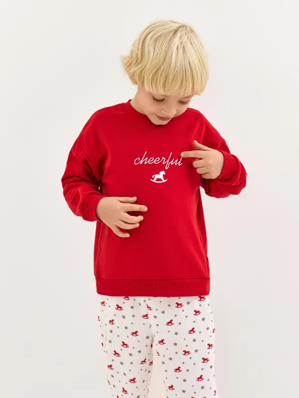 Комплект детский, домашний, р. 98 см, полиэстер/вискоза, красно-белый, Jodie-k, image-2