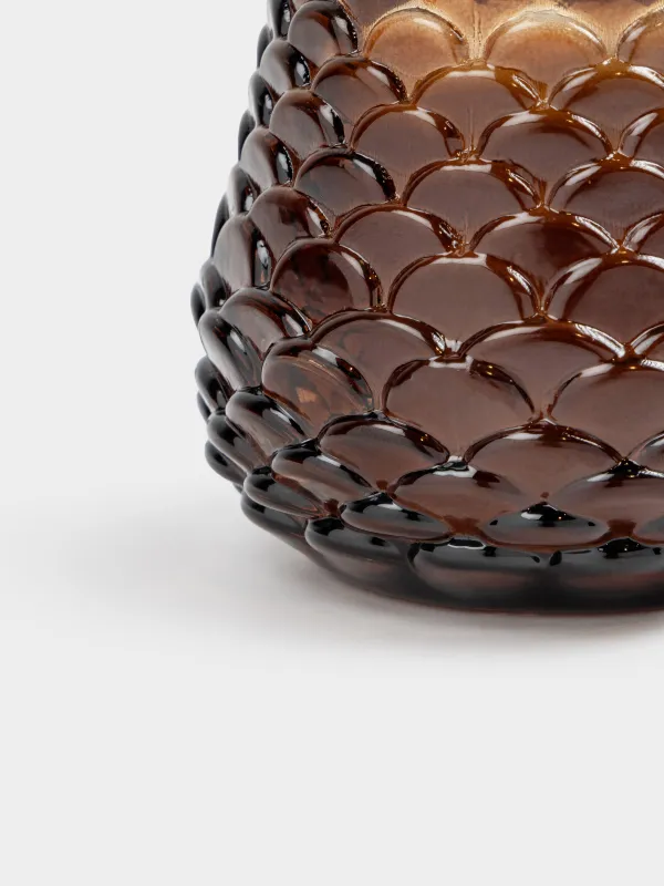 Свеча ароматическая, 7х6 см, в подсвечнике, коричневая, Myrrh & Tonka, Шишка, Winter delice, image-3