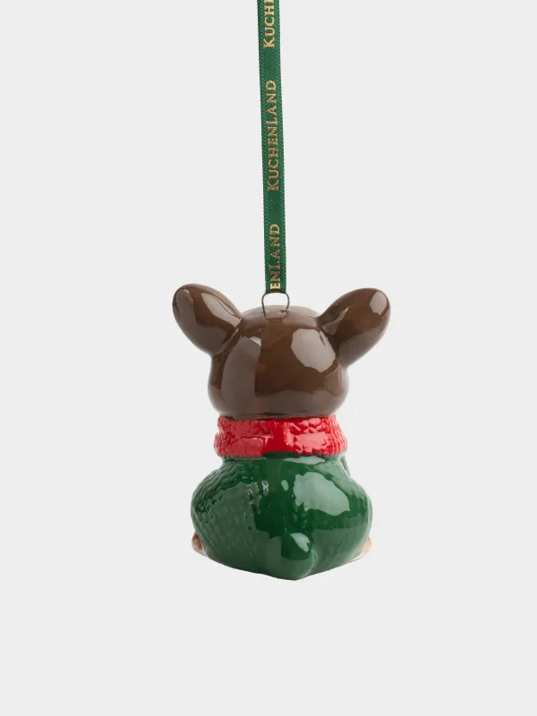 Игрушка елочная, 7 см, керамика D, Французский бульдог в свитере, Figure christmas, image-2