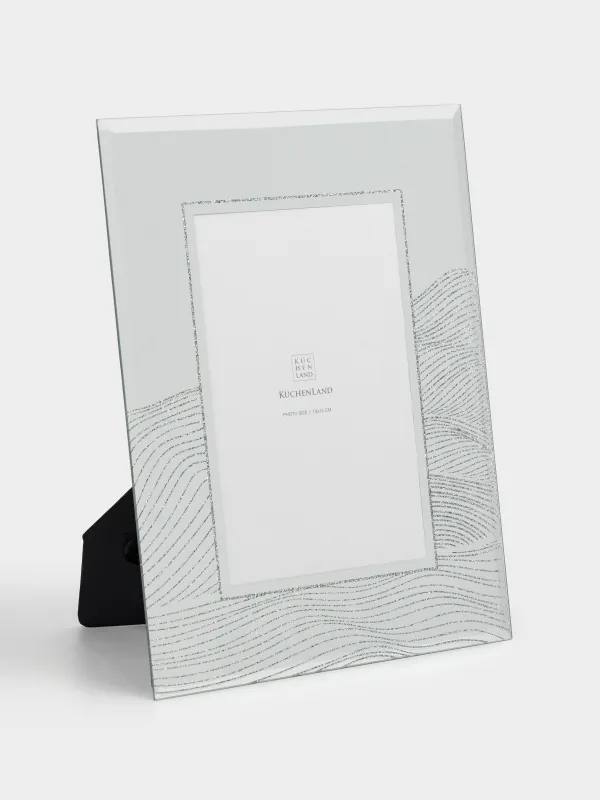 Фоторамка, 17х22 см, стекло, серебристая, Волнистые линии, Actress, image-0