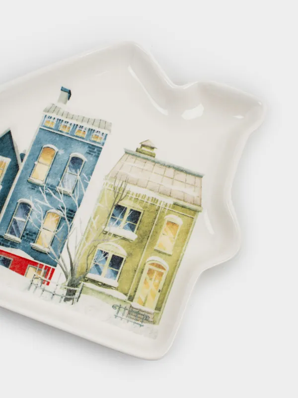 Блюдо, 20х18 см, Дома в снегу, House built, image-2