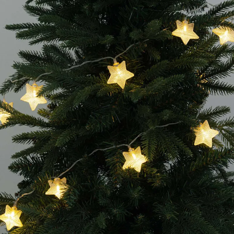 Гирлянда декоративная, 1,35 м, с подсветкой, 10 ламп, металл/пластик, белая, Звезды, Christmas