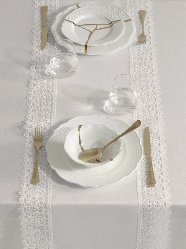 Дорожка настольная, 40х160 см, с люрексом и кружевом, Lace lurex, image-2