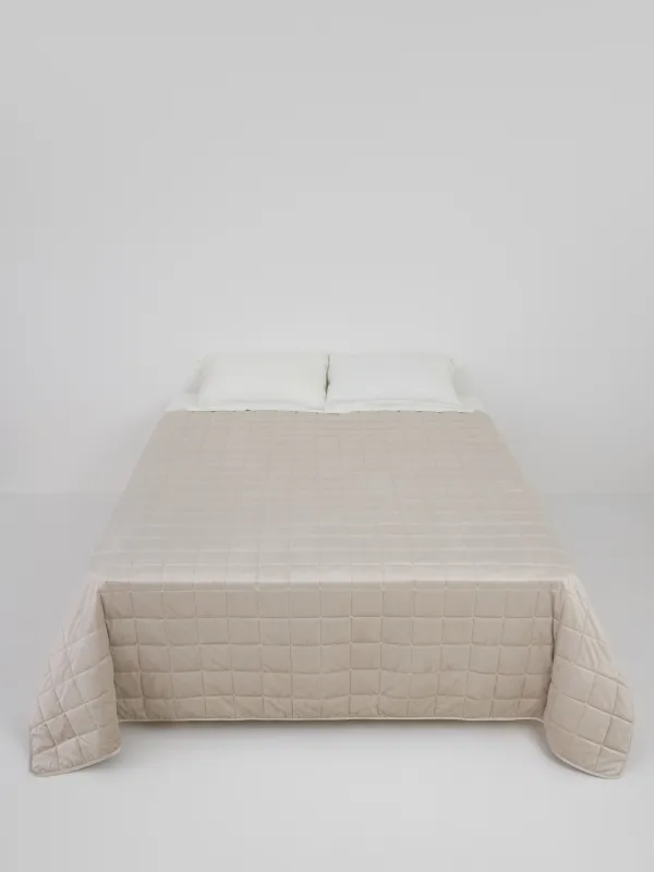 Покрывало, 220х240 см, бежево/серое, Stitch velvet, image-5