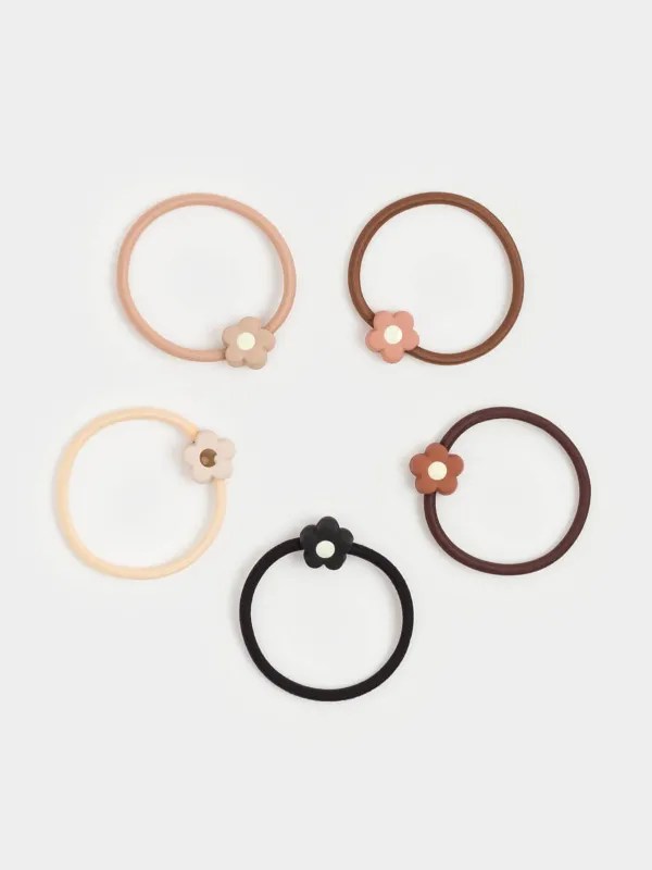 Резинка для волос, 4 см, 5 шт, полиэстер/пластик, микс, Цветок, Gracile, image-0