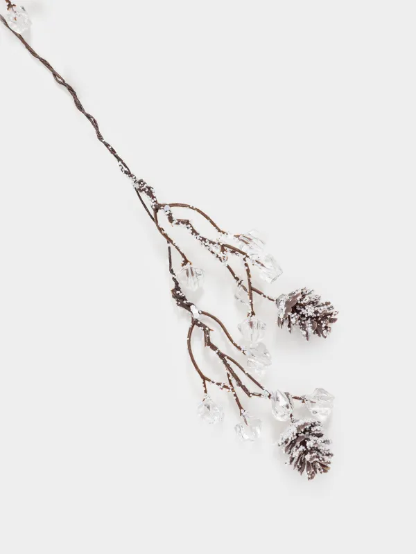 Ветка-гирлянда декоративная, 1,2 м, пластик/металл, Шишки с кристаллами, Crystal sparkle, image-4