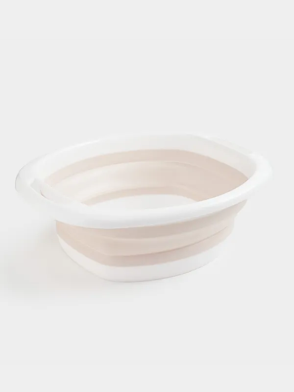 Таз складной, 5 л, ребристое дно, пластик/резина, бежево-розовый, Foldaway, image-2