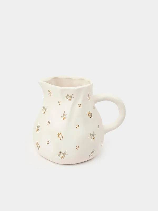 Кувшин, 1,6 л, керамика D, молочный, Винтажные цветы, La flore, image-0