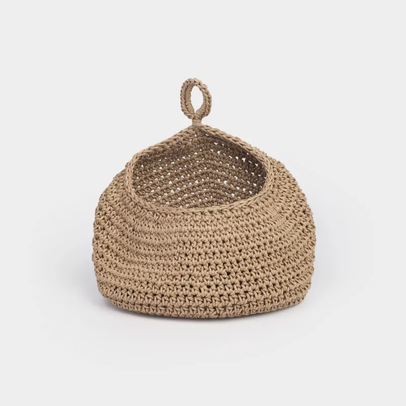 Корзина для хранения, 27х36 см, плетеная, подвесная, полиэстер, круглая, коричневая, Bolsa