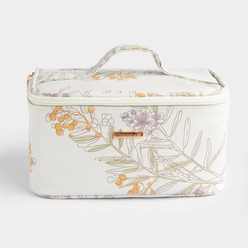 Косметичка, 23х13 см, с ручкой, полиуретан, белая, Мимоза, Isadora, image-1