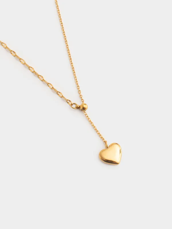 Цепочка, 50 см, с подвеской, сталь, золотистая, Сердце, Jewelry heart, image-1