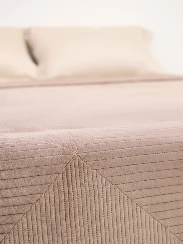 Покрывало, 220х240 см, стеганое, вельвет/микрофибра, коричневое, Ромбы, Stitch velvet, image-3