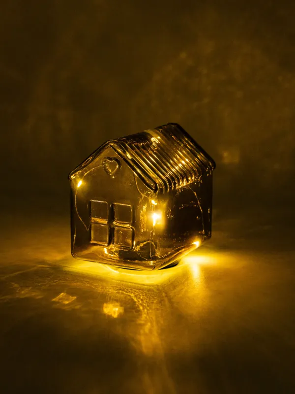 Светильник декоративный, 12х12 см, стекло, коричневый, Дом, House shape, image-4