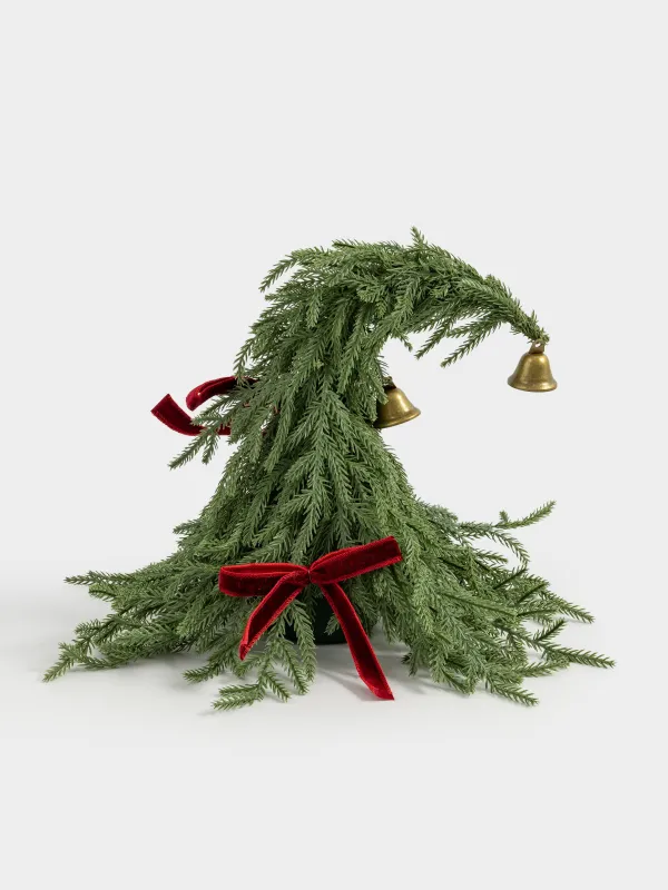 Ель искусственная, 35 см, пластик, Ель с бантиками и колокольчиком, Conifer curved, image-3
