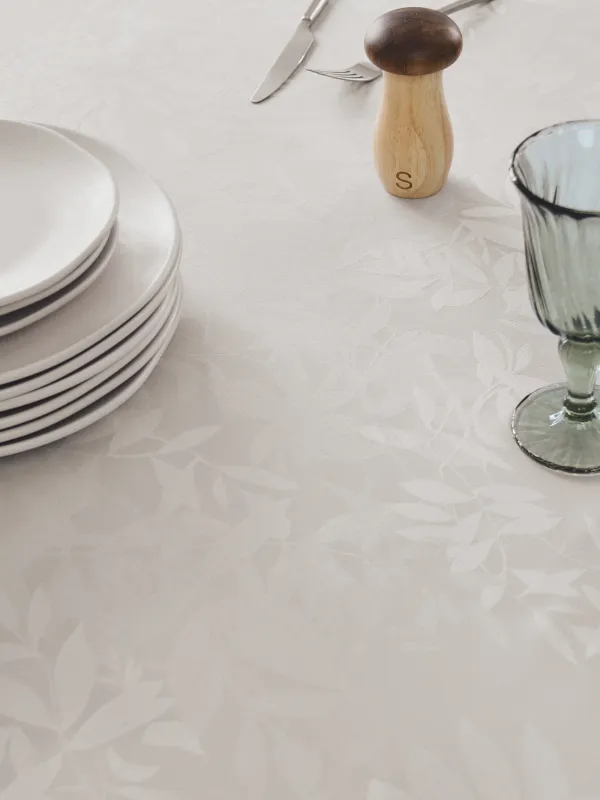 Скатерть, 160х160 см, жаккард, полиэстер, белая, Ветви, Patterned branches, image-3