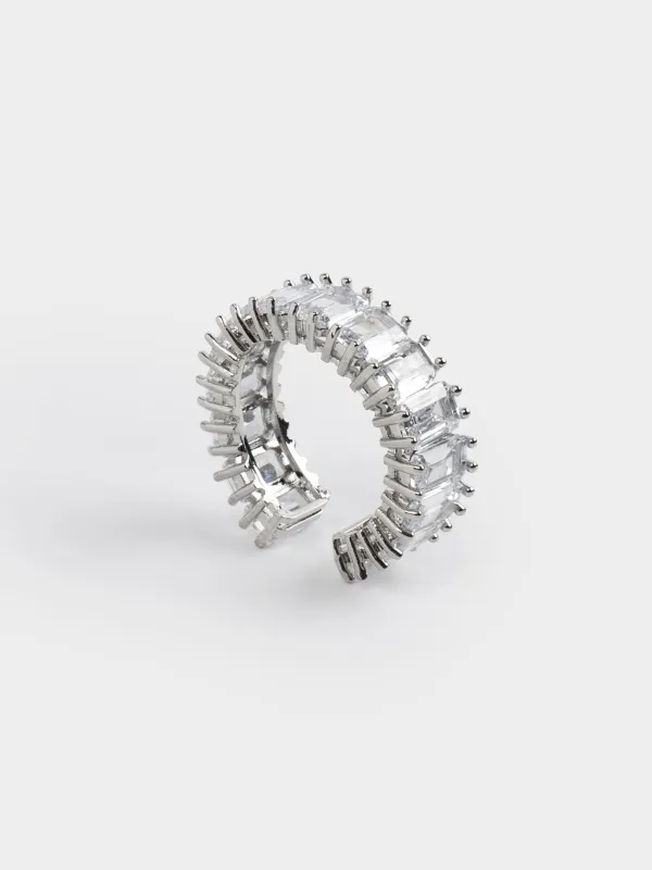 Кольцо, р. S-M, единый размер, металл/стекло, серебристое, Кристаллы, Jewelry crystal, image-0