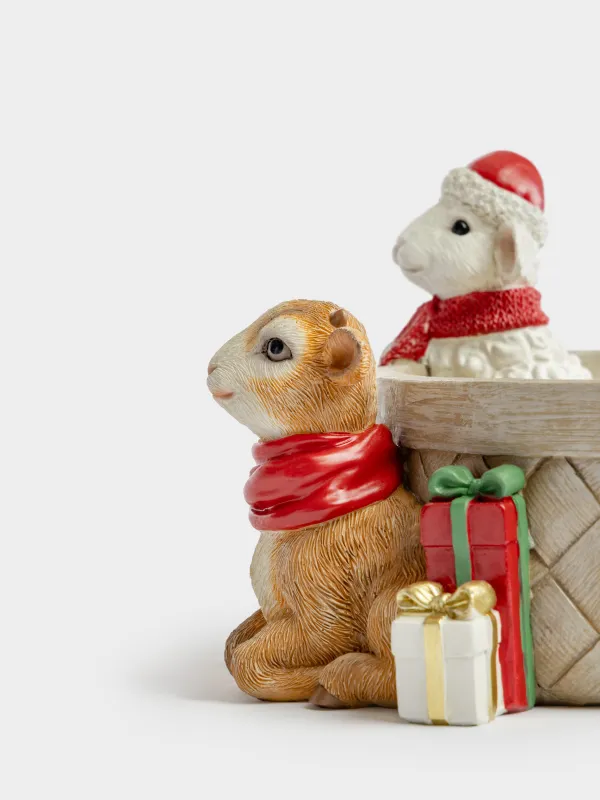 Конфетница, 18x20 см, Ягнята в корзине, Christmas lamb, image-3