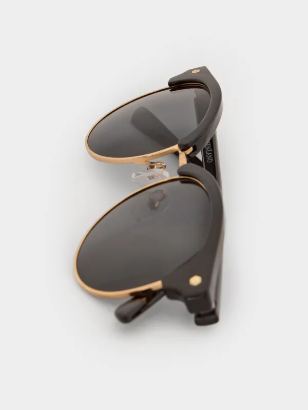 Очки солнцезащитные, металл/пластик, круглые, черные, Панто, Eyewear, image-2