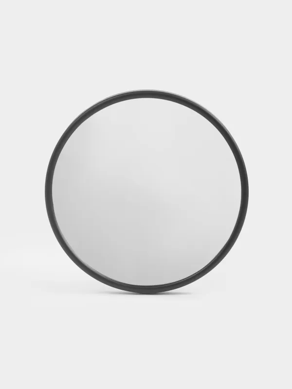 Зеркало подвесное, 13/12 см, увеличительное, на присосках, пластик, круглое, черное, Mirror, image-0