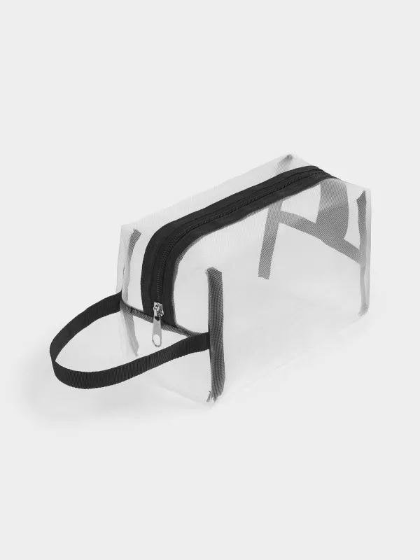 Косметичка дорожная, 18х9 см, с ручкой, полиэстер, черный контур, Safety travel, image-1