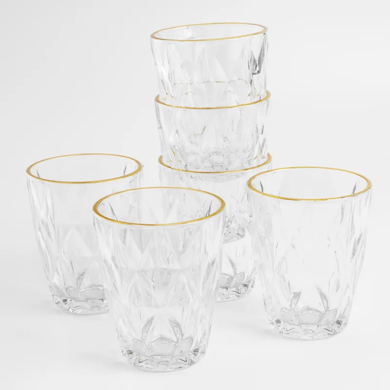 Стакан, 270 мл, 6 шт, с золотистым кантом, Rhomb gold, image-3