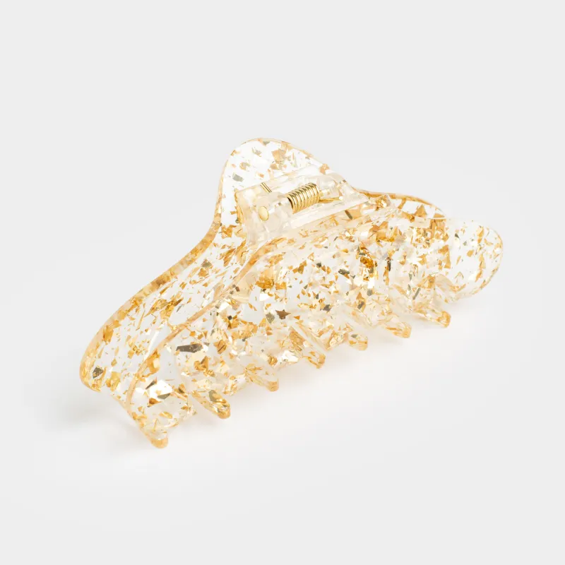 Заколка для волос, 10 см, пластик, золотистая, Крабик, Glam