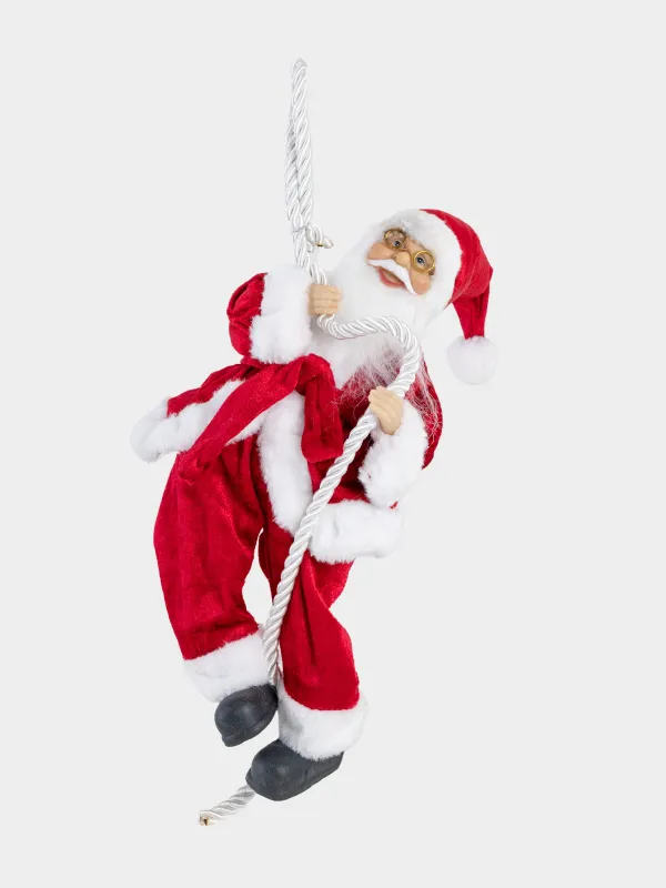 Изделие декоративное, 40 см, подвесное, пластик/полиэстер, красное, Санта на канате, Magic time, image-2