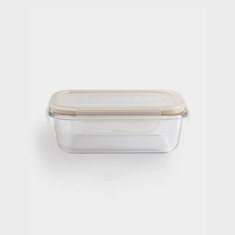 Контейнер, 1 л, с клипсами, с клапаном, стекло Т/пластик, прямоугольный, Soft kitchen