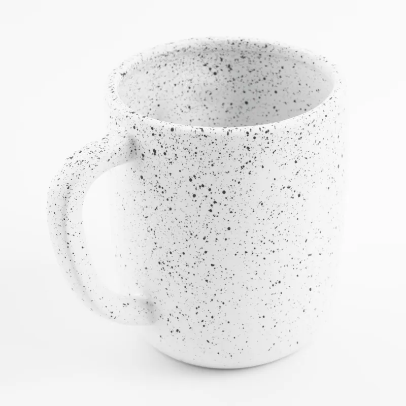 Кружка, 420 мл, керамика, белая, в крапинку, Лицо, Face speckled, image-2