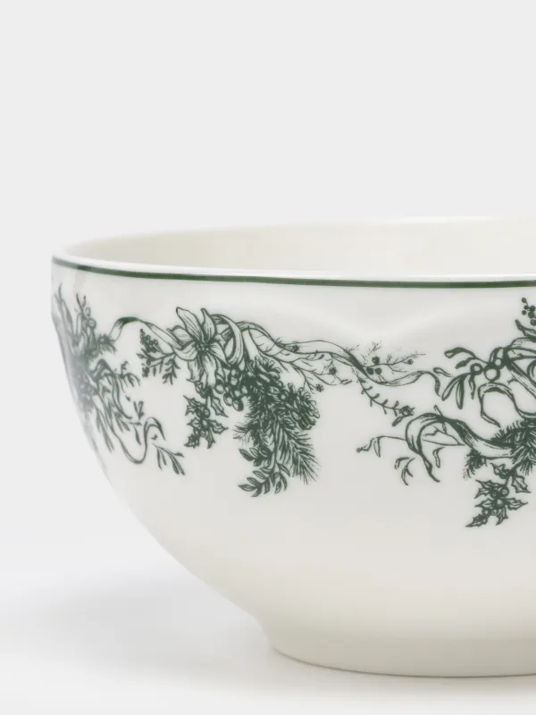 Пиала, 14х7 см, 2 шт, фарфор N, бело-зеленая, Зимний букет, Winter lace, image-4