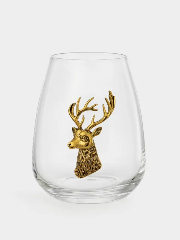 Стакан, 11 см, 450 мл, 2 шт, стекло/металл, Золотистый олень, Lux elements, image-3