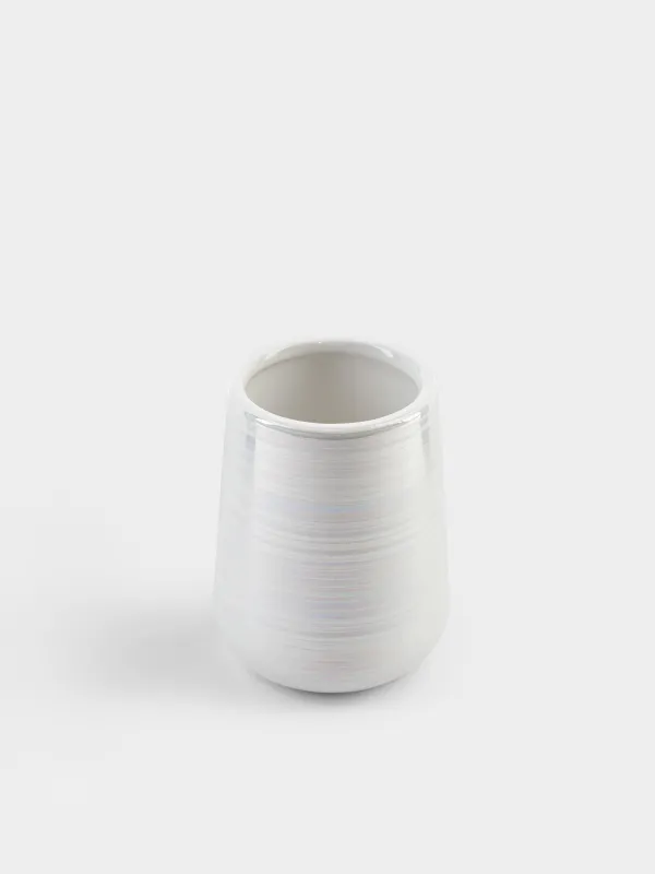 Стакан для ванной комнаты, 11 см, керамика, белый, перламутр, Odyssey, image-2