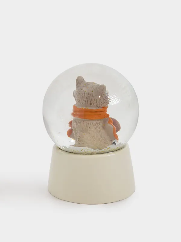 Снежный шар, 6 см, стекло/полирезин, молочный, Енот с грибом, Forest animals, image-3