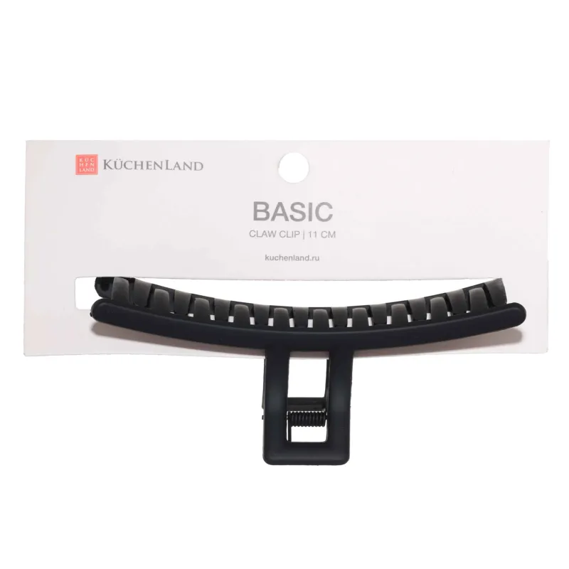 Заколка для волос, 11 см, пластик, черная, Крабик, Basic, image-3