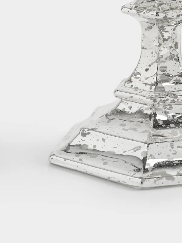 Подсвечник, 9 см, для тонкой свечи, на ножке, стекло, серебристый, Patina, image-2