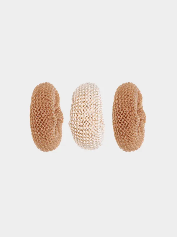 Губка для уборки, 8 см, 3 шт, растительное волокно, бежевая/коричневая, Clean, image-1