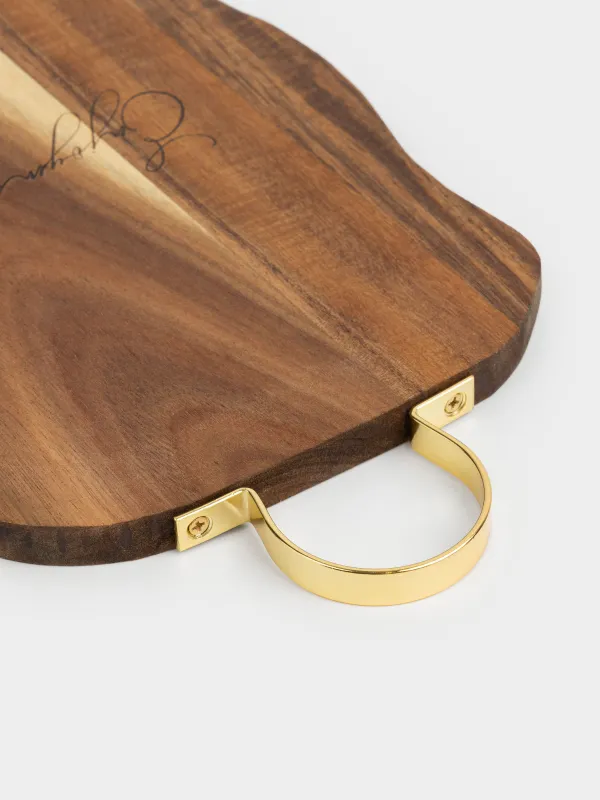 Доска разделочная, 19х34 см, с ручкой, с ножами, дерево/сталь, фигурная, Enjoyment, Noble tree, image-4