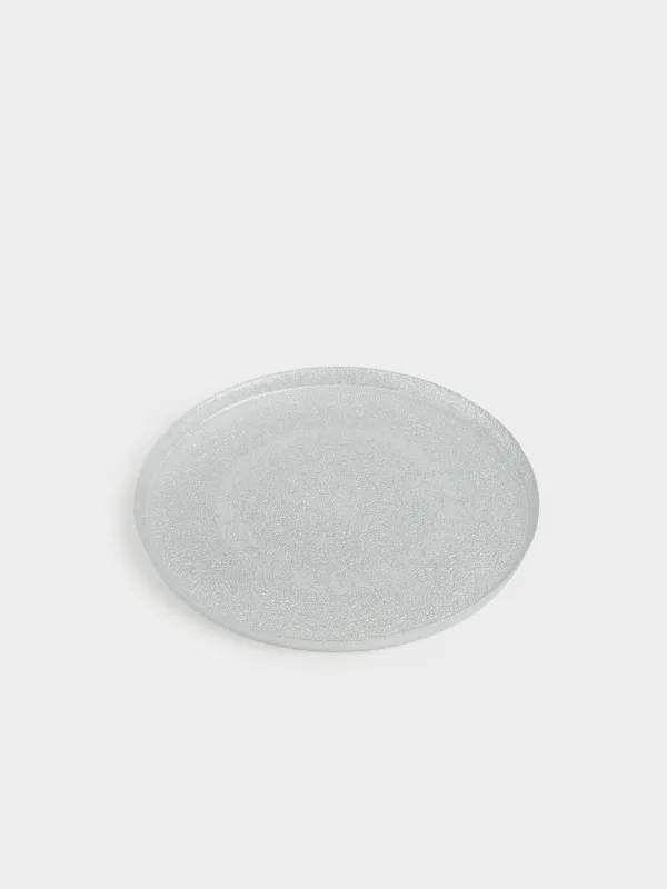 Тарелка обеденная, 28 см, стекло Р, серебристая, Cracle, image-1