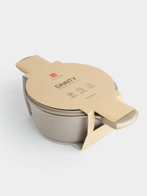 Кастрюля, 20 см, 2,4 л, с крышкой, с покрытием, алюминий, серо-бежевая, Dainty, image-3