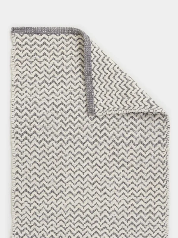 Коврик, 50х80 см, хлопок, бело-серый, Зигзаги с люрексом, Shiny threads, image-3