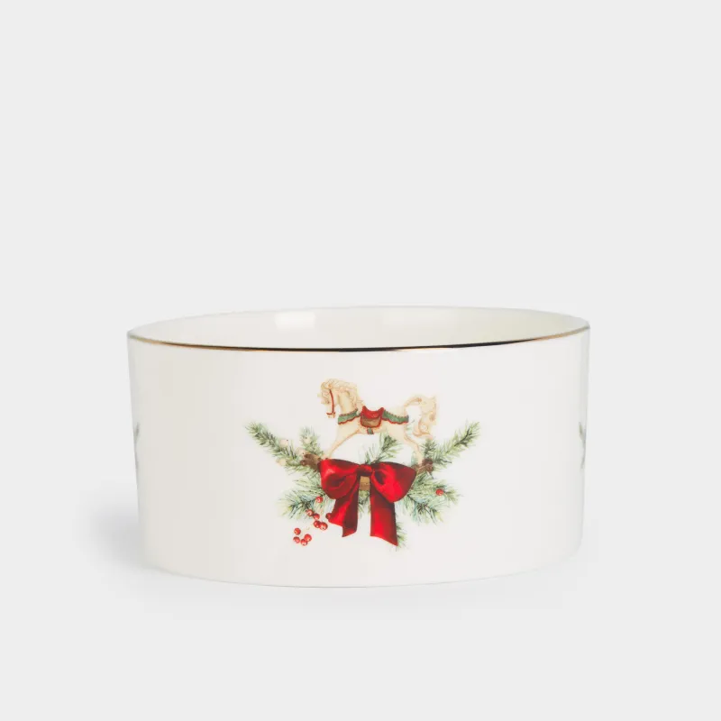 Подставка под шампанское, 12 см, фарфор F, белая, Лошадка с бантом, Christmas miracle classic