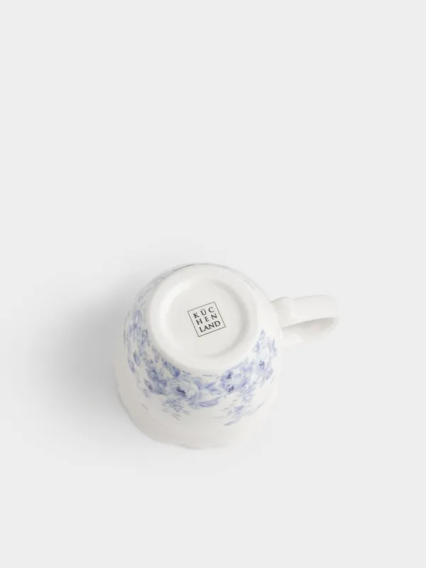 Кружка, 400 мл, фарфор P, бело-золотистая, Голубые цветы, Tradition Easter, image-4