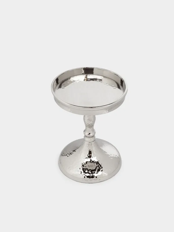 Подсвечник, 26 см, для одной свечи, на ножке, стекло/металл, серебристый, Кракелюр, Fantastic Ice, image-2