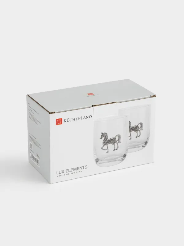 Стакан для виски, 10 см, 340 мл, 2 шт, стекло/металл, Серебристая лошадь, Lux elements, image-6