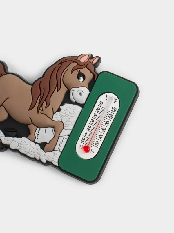 Магнит с градусником, 6 см, резина/стекло, Конь, Horse cute, image-2
