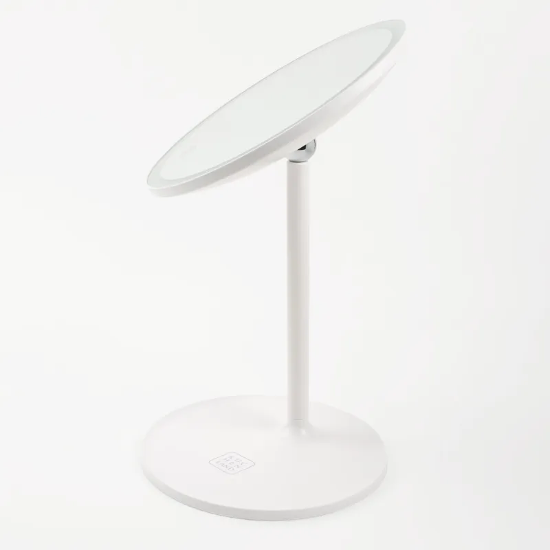 Зеркало настольное, 33х19/17 см, с подсветкой, на подставке, пластик, круглое, белое, Vesta, image-3