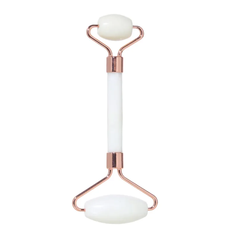 Массажер для лица роликовый, 14 см, нефрит/металл, белый, Jade