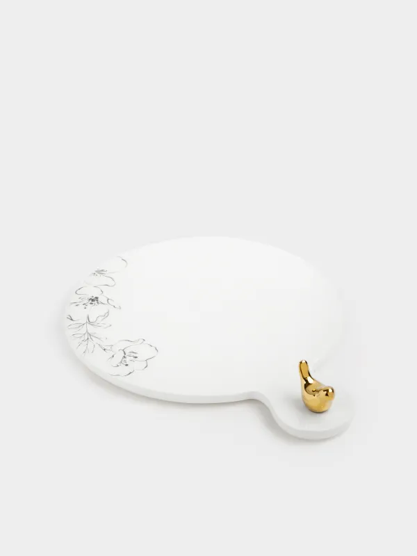 Подставка под горячее, 23х18 см, с ручкой, керамика/пробка, белая, Птичка, Paradise garden, image-2