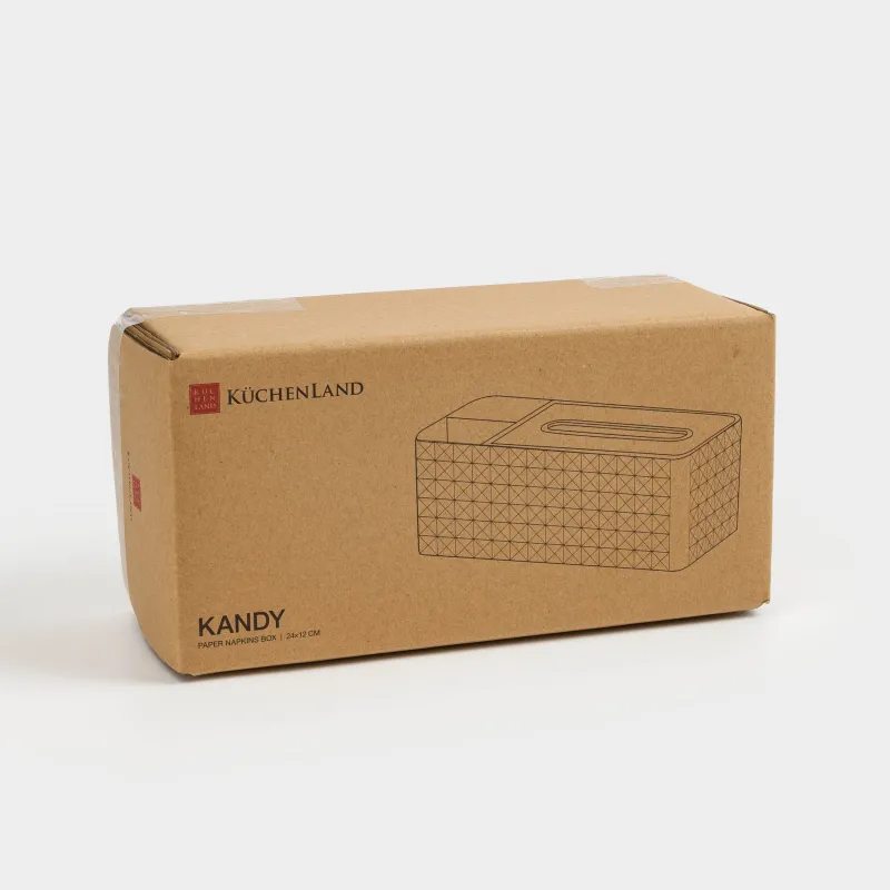 Бокс для бумажных салфеток, 24х12 см, с органайзером, с пружиной, пластик/металл, Kandy, image-7